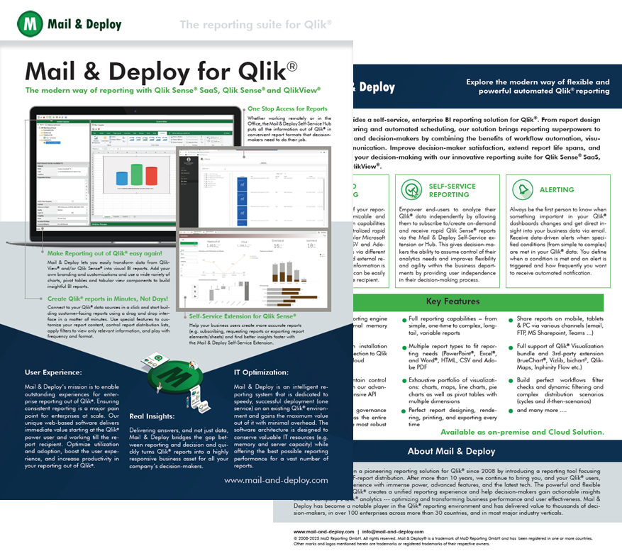Cover of the Mail & Deploy for Qlik factsheet