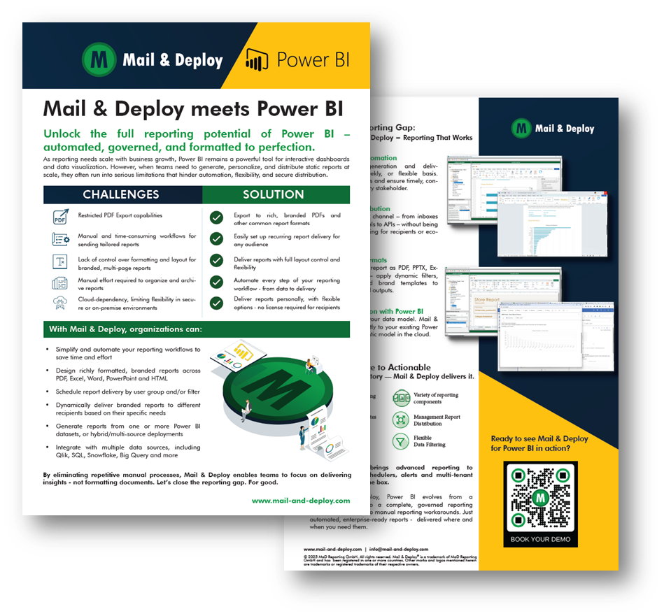 Cover of the Mail & Deploy for Power BI factsheet