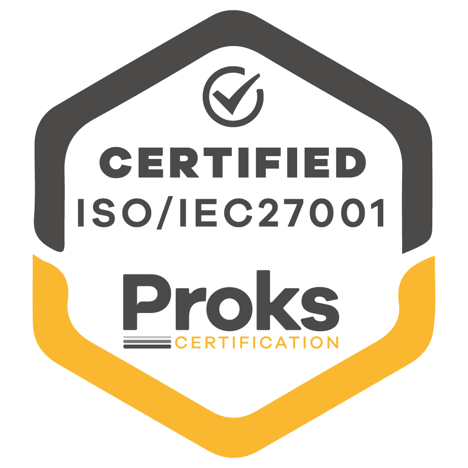 ISO/IEC 27001 certification badge by Proks Certification