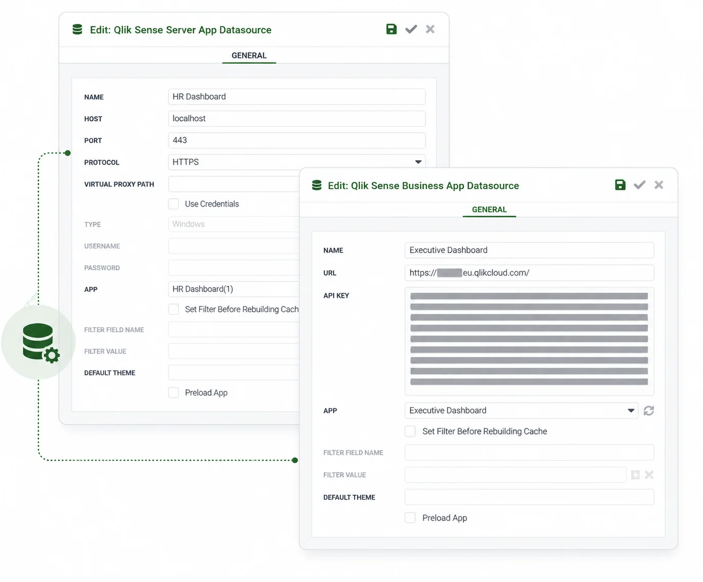 Datasource configuration in Mail & Deploy for Qlik Sense Server and Qlik Cloud