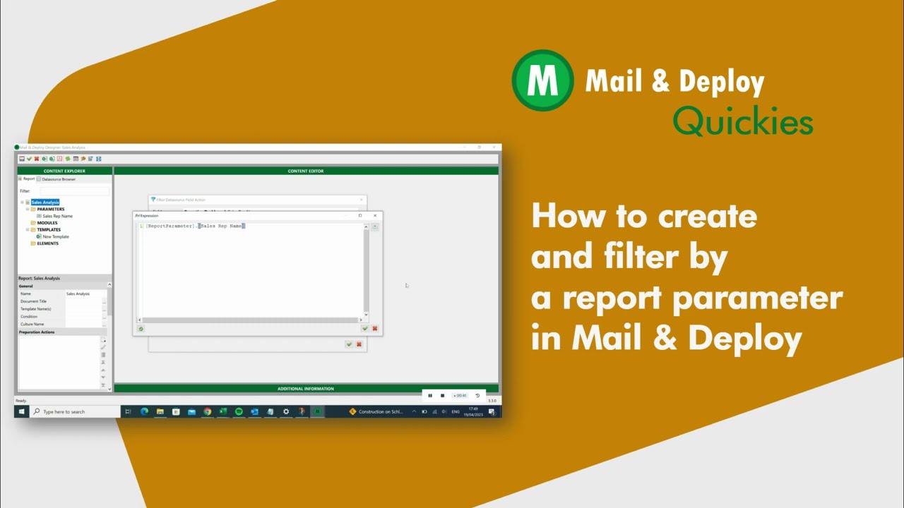 How to create and filter by a report parameter in Mail & Deploy