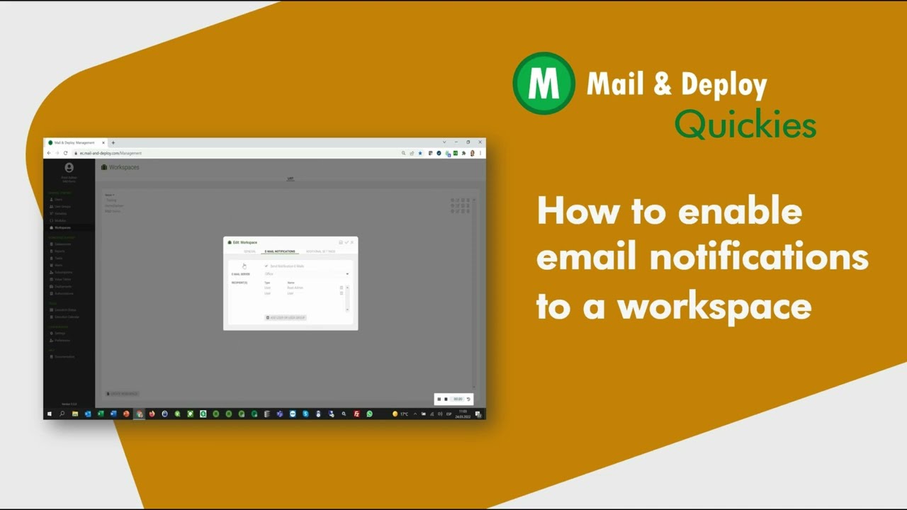 How to enable email notifications to a workspace