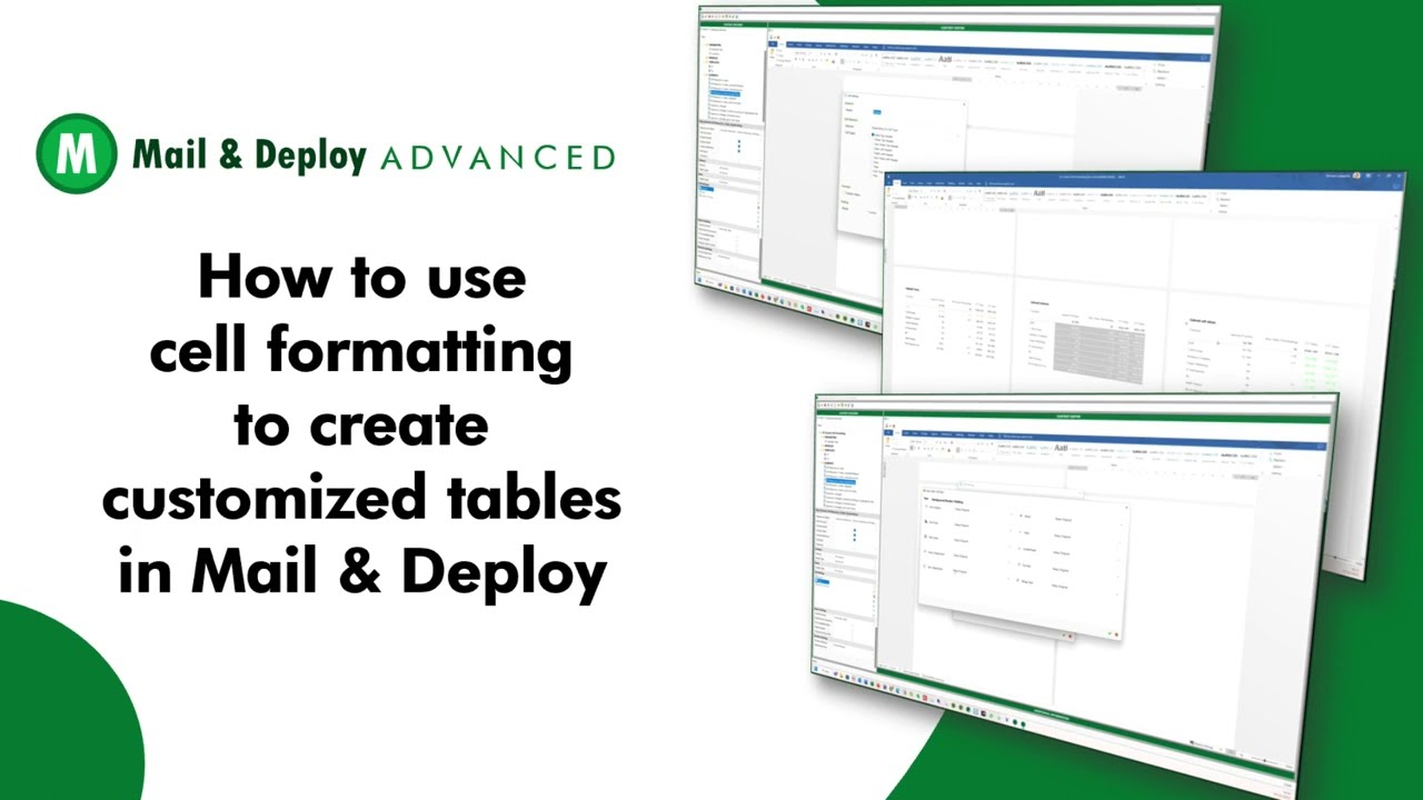How to use cell formatting to create customized tables in Mail & Deploy