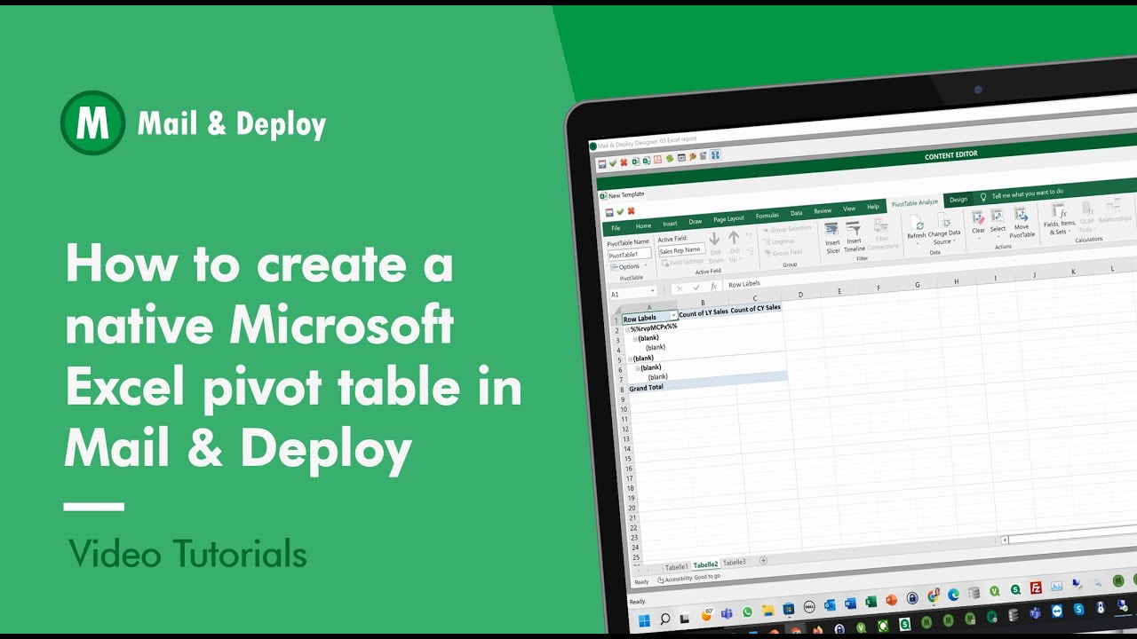 How to create native Microsoft Excel Pivot table in Mail & Deploy