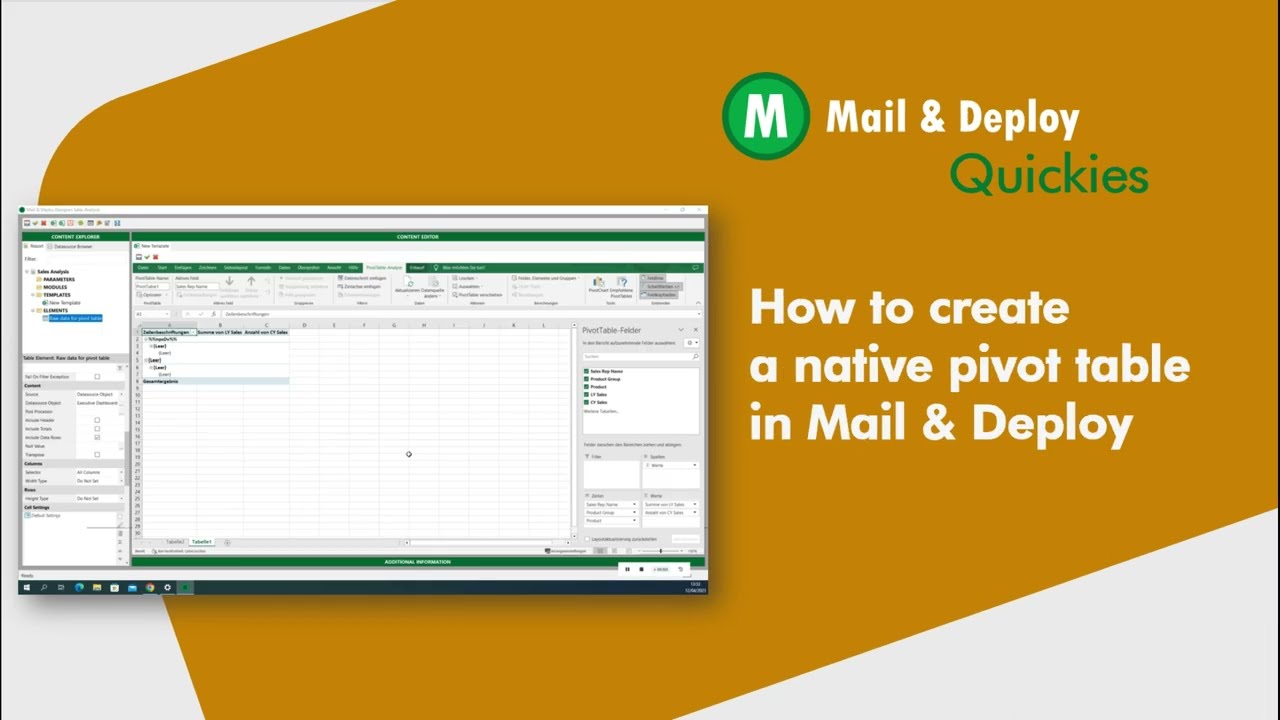 How to create a native pivot table in Mail & Deploy