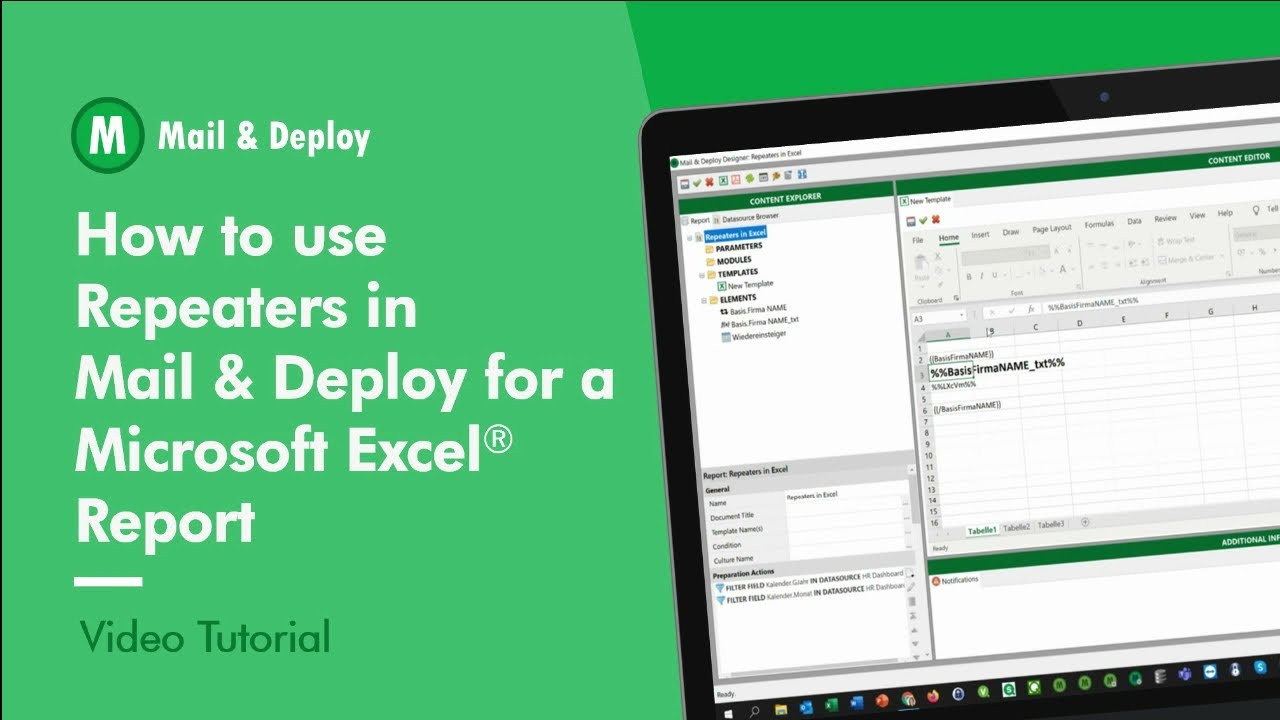 How to use Repeaters in Mail & Deploy for a Microsoft Excel Report