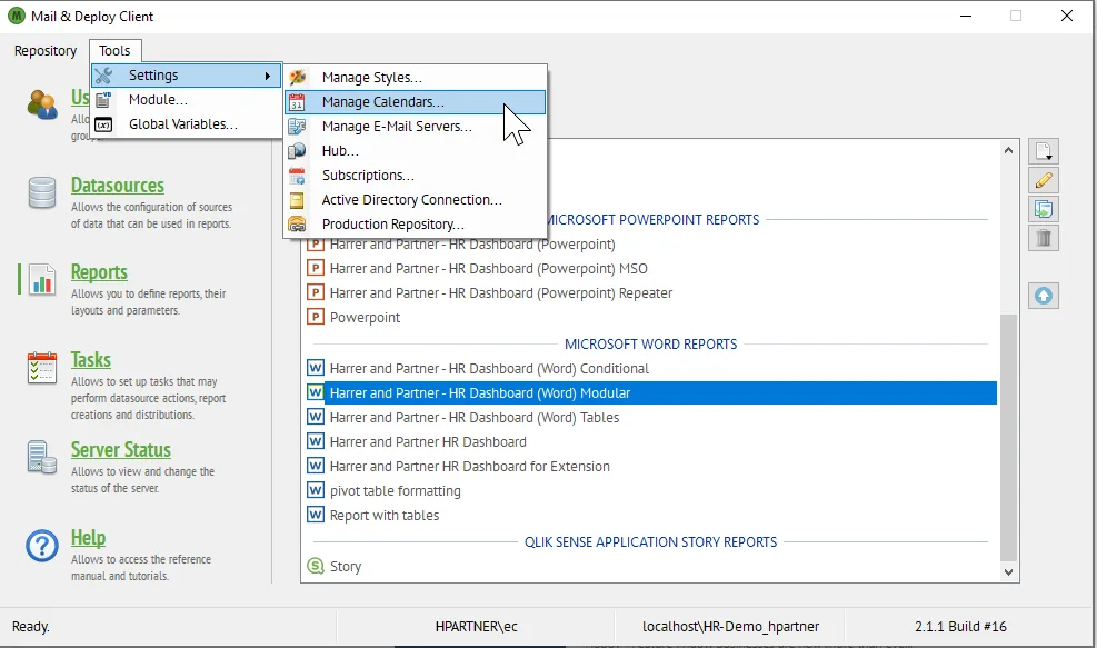 Manage Calendars in Mail & Deploy