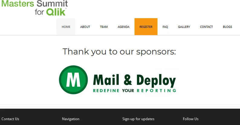 Mail & Deploy is first registered sponsor of Masters Summit for Qlik 2020 in Madrid