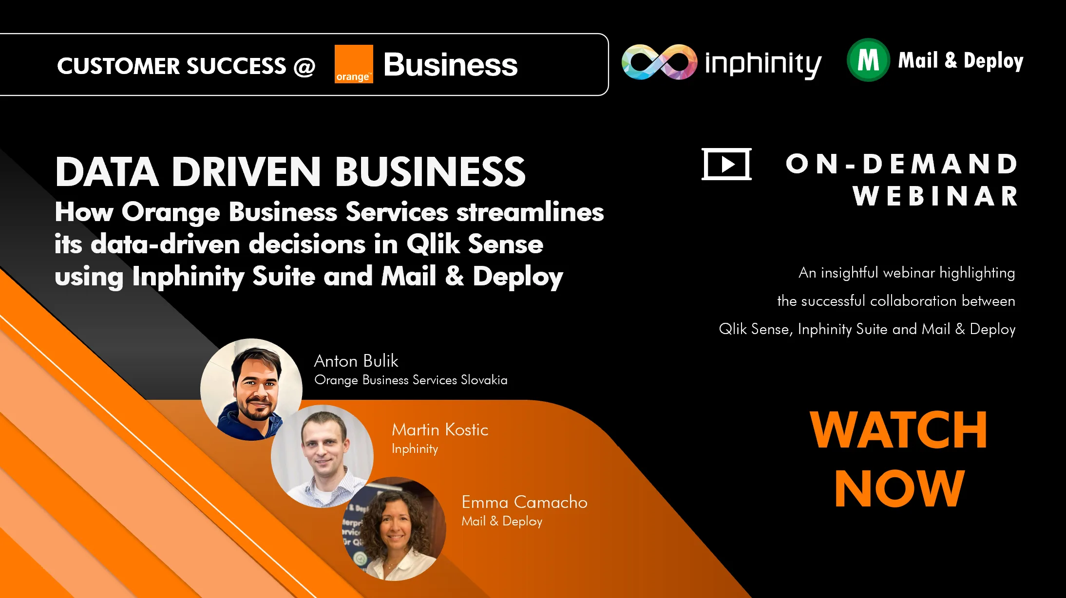 Guarda ora: come Orange Business Services ottimizza i processi decisionali basati sui dati in Qlik Sense utilizzando Inphinity Suite e Mail & Deploy