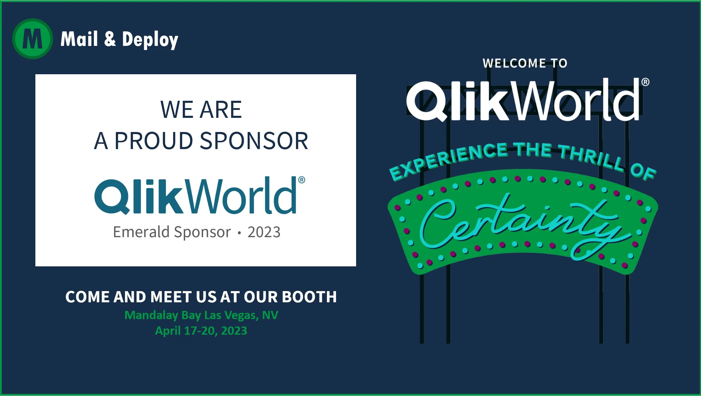 Mail & Deploy is the Proud Emerald Sponsor of QlikWorld 2023