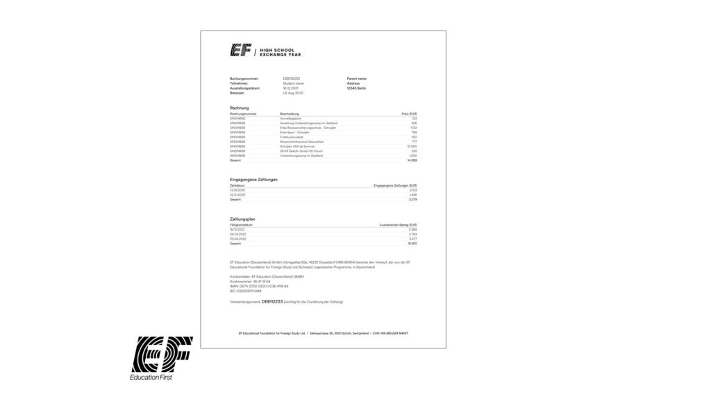 Invoice template — PDF report generated with Mail & Deploy